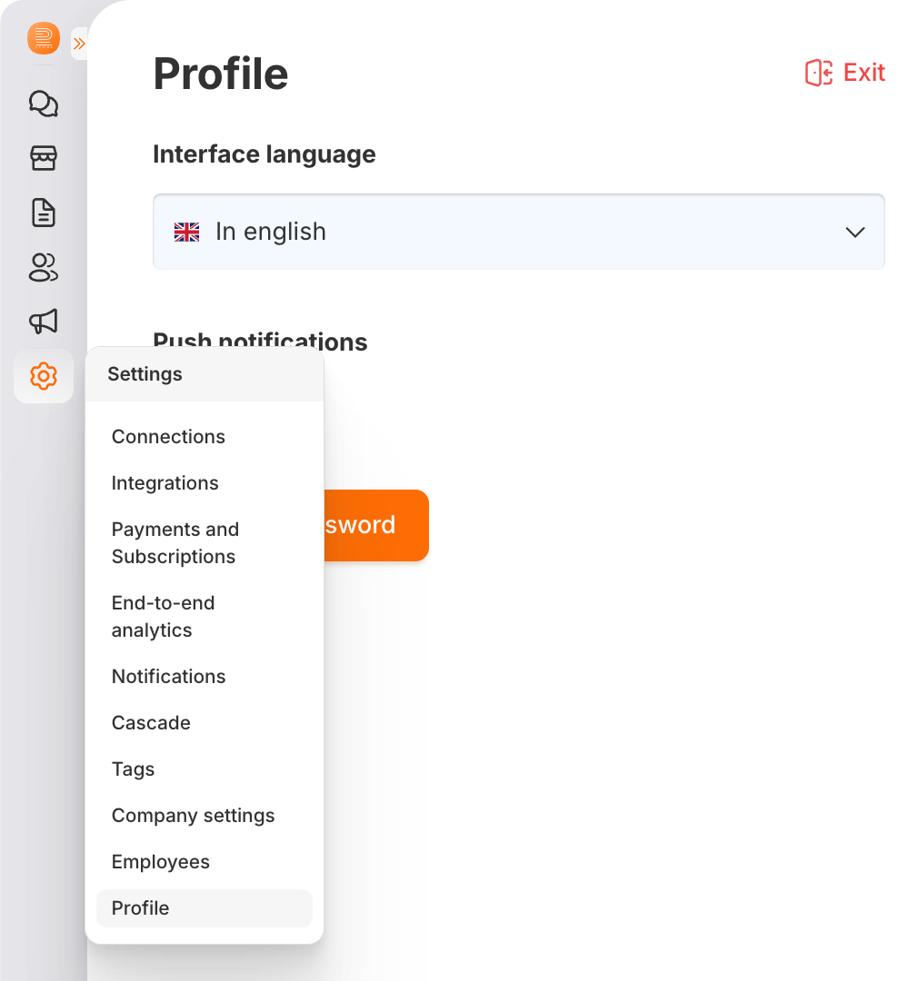 The collapsed menu: hover over the section icon The collapsed RadistWeb menu with the pop-up list of subsections
