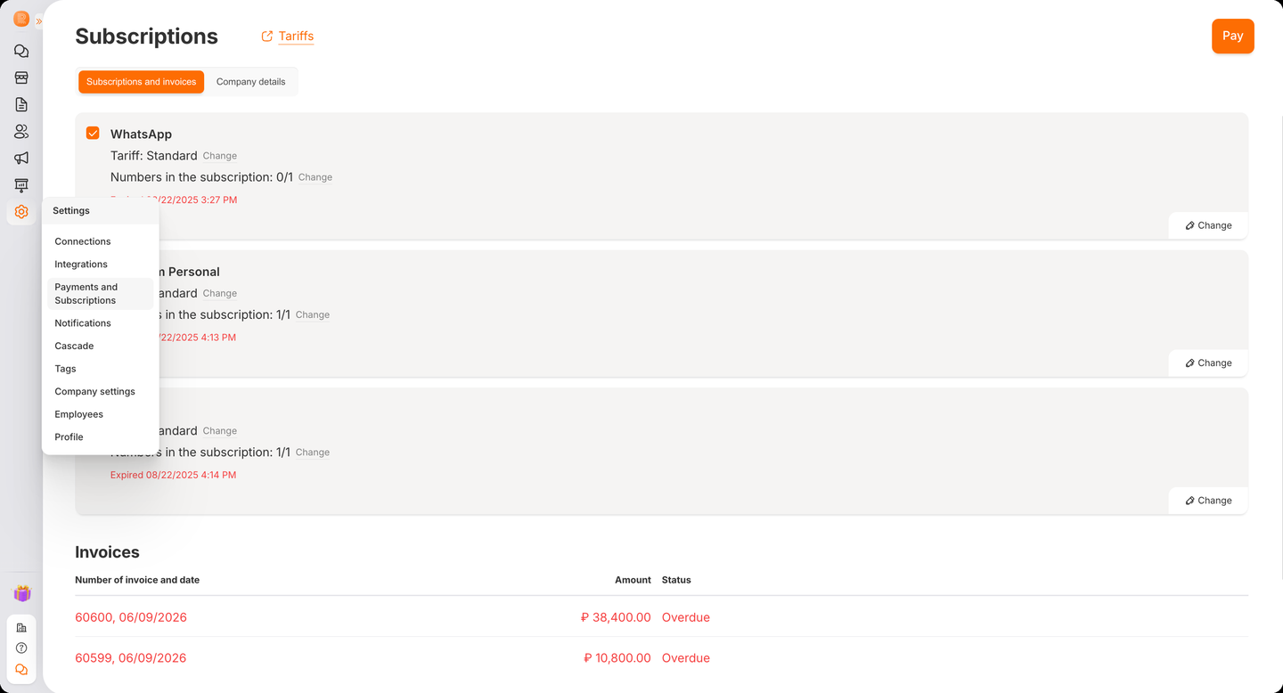 The collapsed RadistWeb menu with the pop-up list of subsections