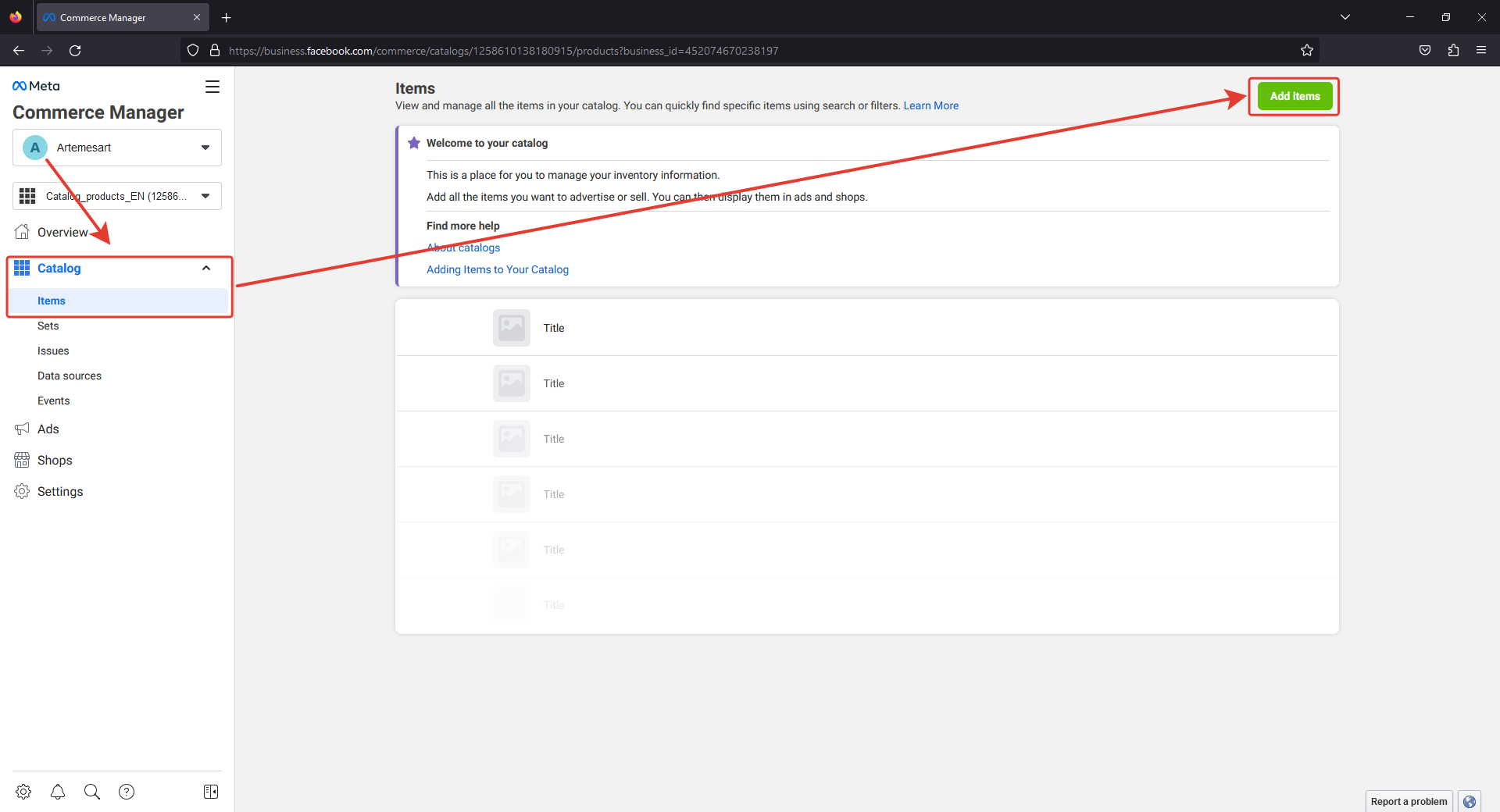 Fig.6 “Add items” button