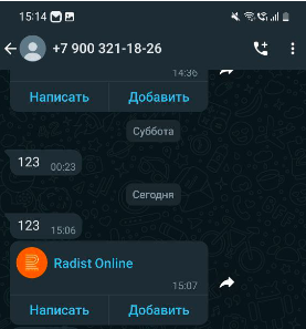 The contact card in the customer’s WhatsApp app