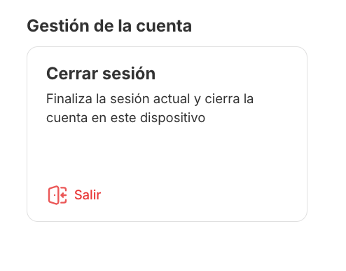 El bloque Gestión de la cuenta con el botón «Salir»