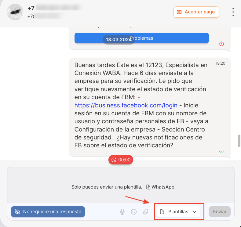 <p>En el chat con el cliente abrir la lista de plantillas</p>