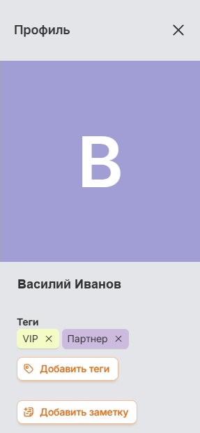 Теги в кратком профиле Теги контакта в кратком профиле в RadistWeb
