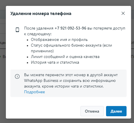Рис.6 Подтверждение удаления номера